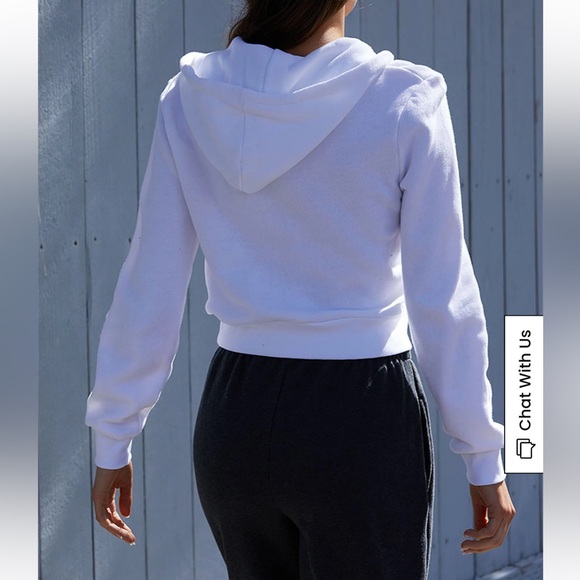 White Brandy Melville cropped zip up - Picture 3 of 7